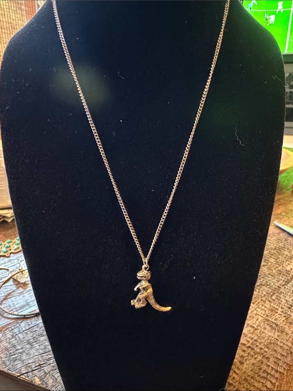 Gold Dinosaur Pendant Necklace - Reptile Charm - Picture 2 of 5